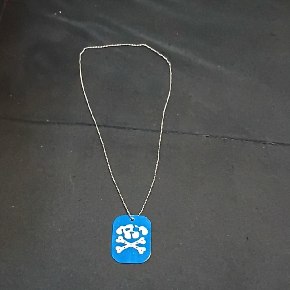 Scholastic Blue and White Dog Tag Pendant